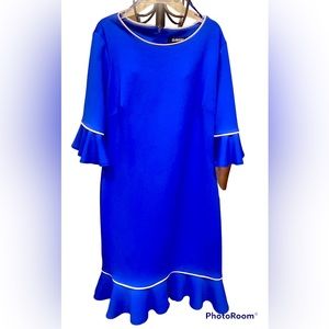 Royal Blue Bell Sleeves Dress